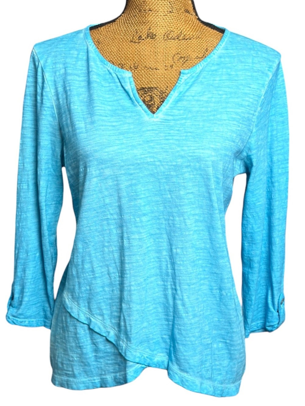 Chico's turquoise notch-neck top Women’s USA size XS Chico’s size 0 | bb